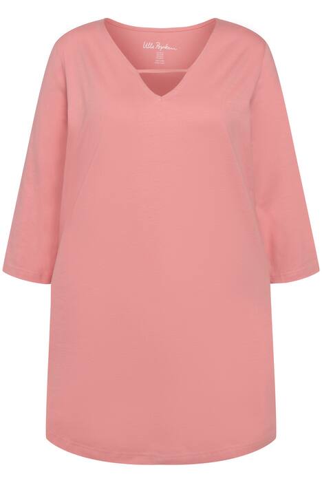 Dlouhé tričko, zaoblený lem, výstřih do V, 3/4 rukávy