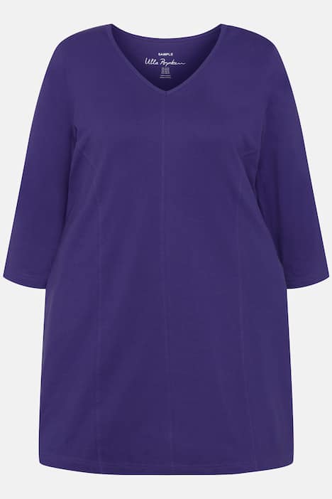 Longshirt, Wiener Nähte, V-Ausschnitt, 3/4-Arm