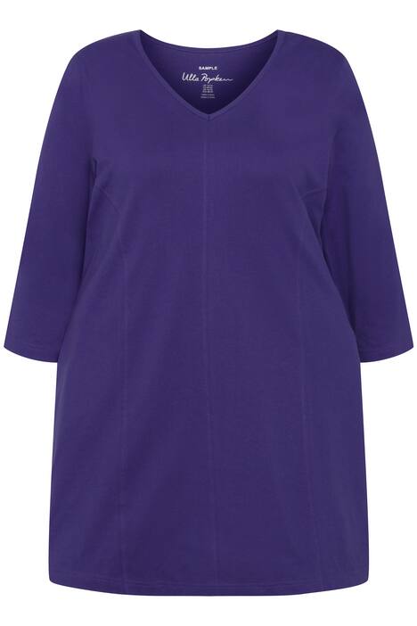 Dlouhé tričko, vídeňské švy, výstřih do V, 3/4 rukávy