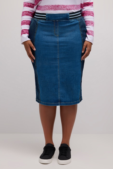 2021 buttons bodycon summer elastic denim light blue midi pencil skirts for  women high waist slit blue jean skirts womens C524 - AliExpress