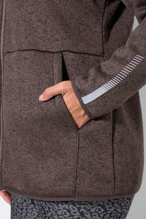 Veste en maille polaire, doublure en polaire, fermeture à glissière à double sens, réflecteur