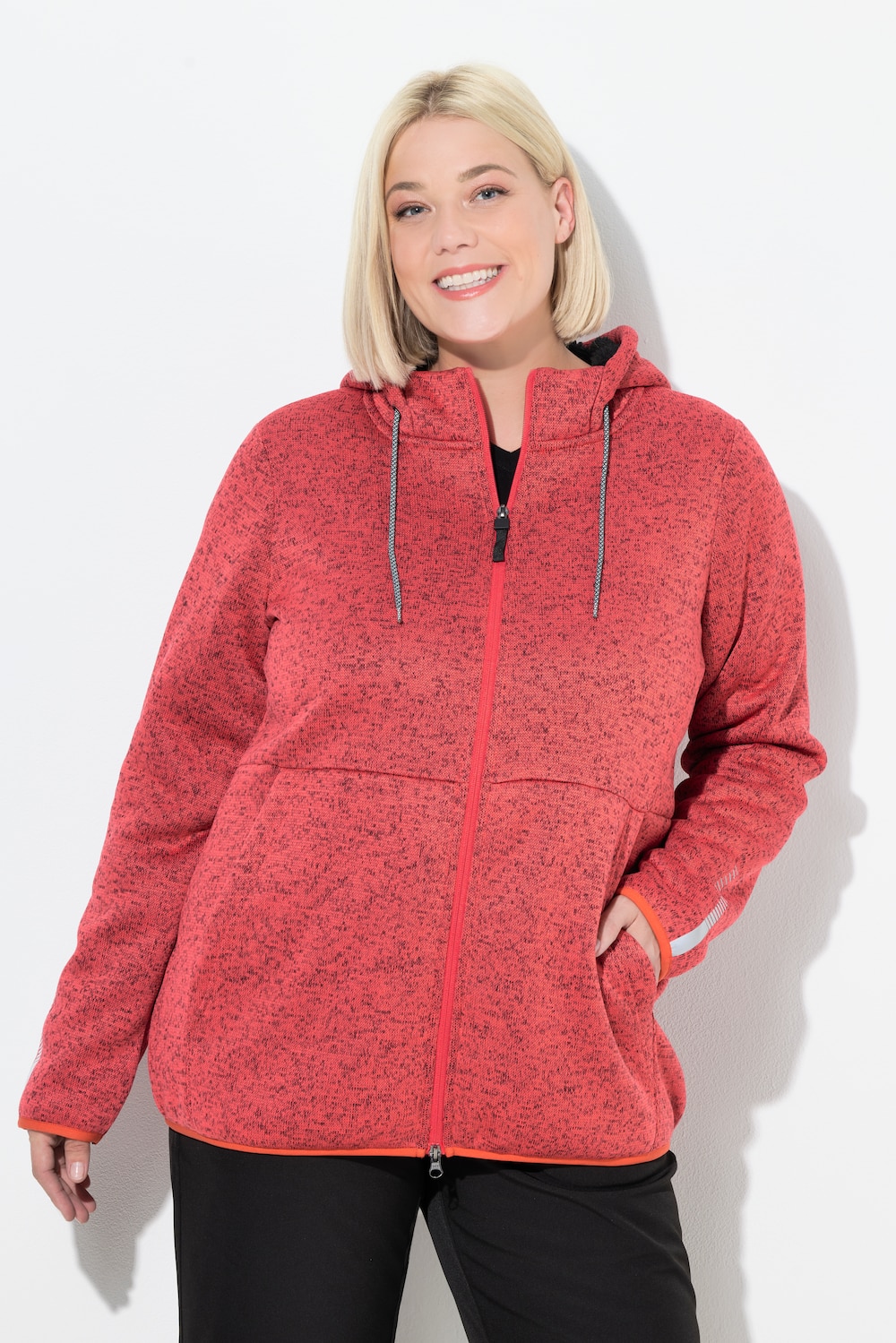 Große Größen Strickfleece-Jacke, Damen, rot, Größe: 50/52, Polyester, Ulla Popken