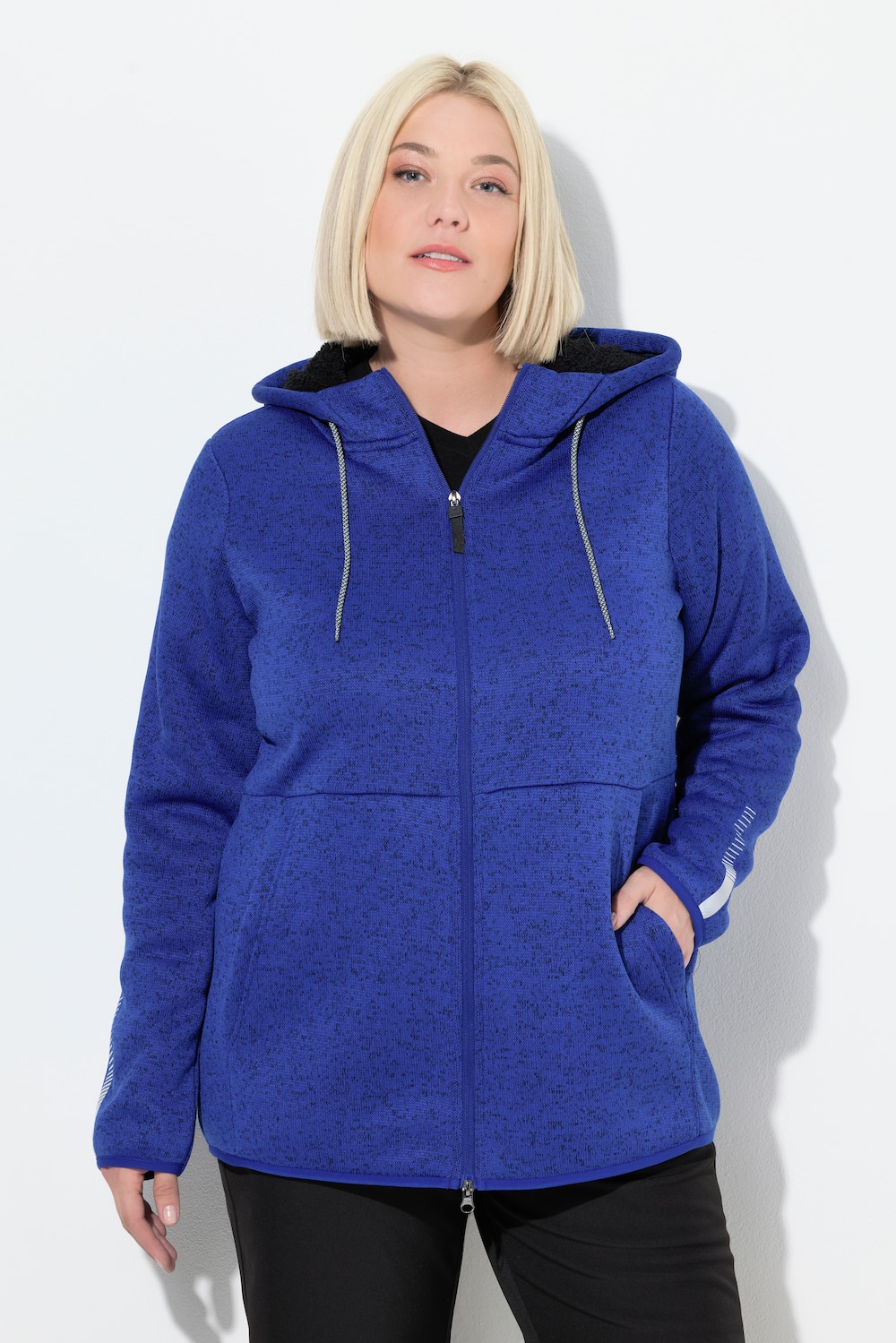 Thumbnail - Große Größen Strickfleece-Jacke, Damen, blau, Größe: 46/48, Polyester, Ulla Popken