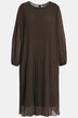 Plissee-Midikleid, A-Linie, Rundhals, Langarm