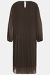 Plissee-Midikleid, A-Linie, Rundhals, Langarm
