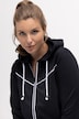 Sweatjacke, Piping, Kapuze, gerundeter Saum