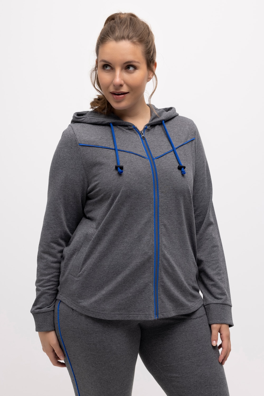 Große Größen Sweatjacke, Damen, grau, Größe: 46/48, Polyester/Baumwolle, Ulla Popken