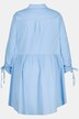 Tunika, kołnierzyk koszulowy, falbana u dołu, przymarszczone długie rękawy