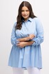 Tunika, kołnierzyk koszulowy, falbana u dołu, przymarszczone długie rękawy