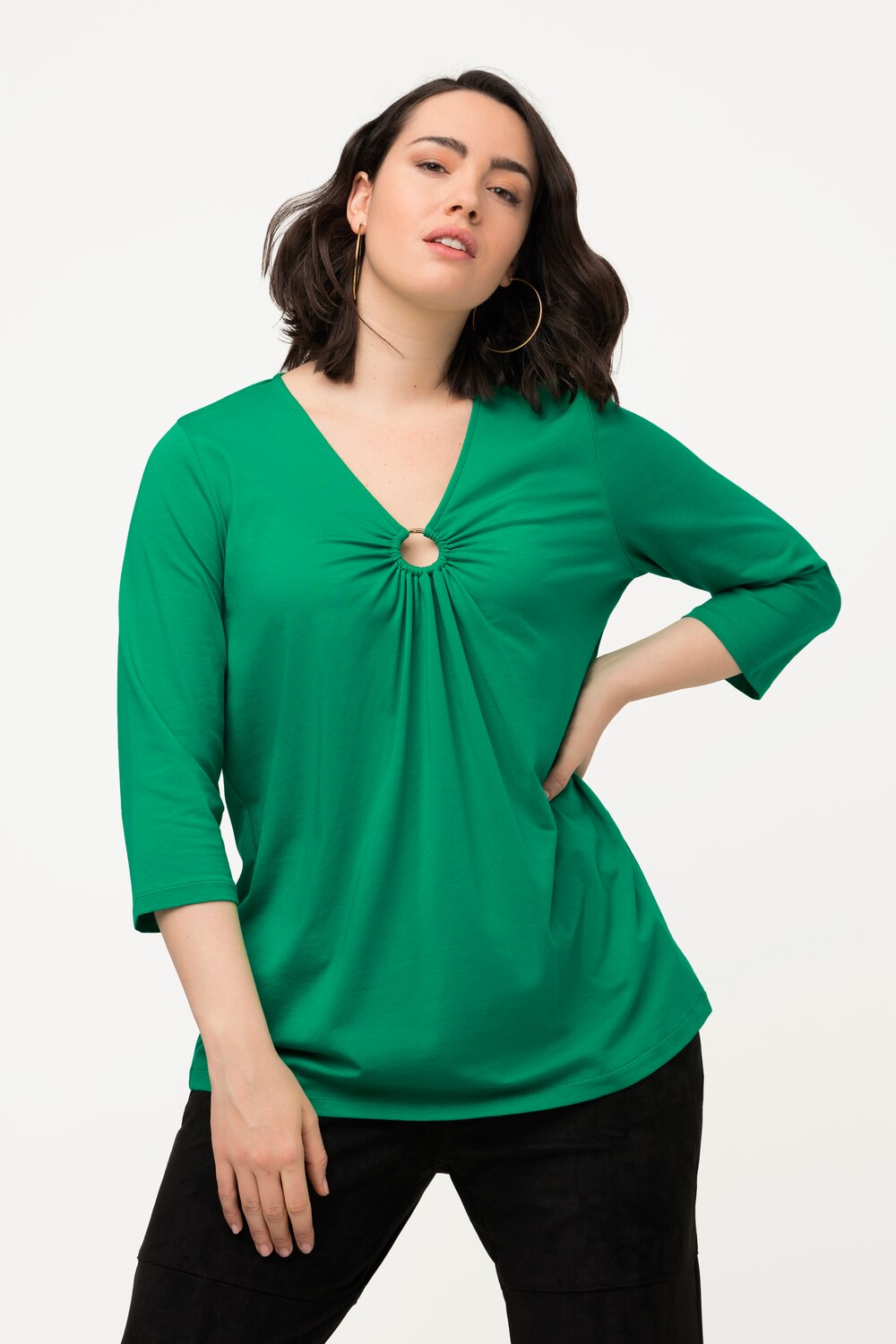 Grote Maten shirt, Dames, groen, Maat: 42/44, Katoen, Ulla Popken