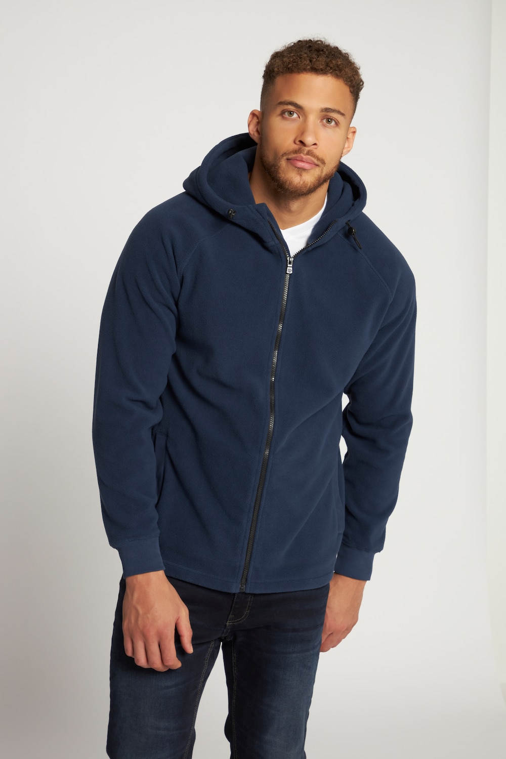 Grote Maten fleece hoodie, Heren, blauw, Maat: L, Polyester, JP1880