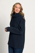 Button Detail Cold Shoulder Turtleneck