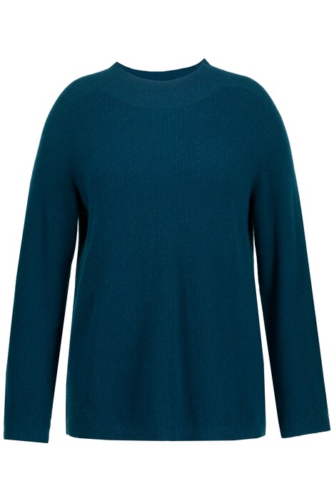 Svetr, směs vlny, žebrovaný úplet, stojáček, dlouhé rukávy