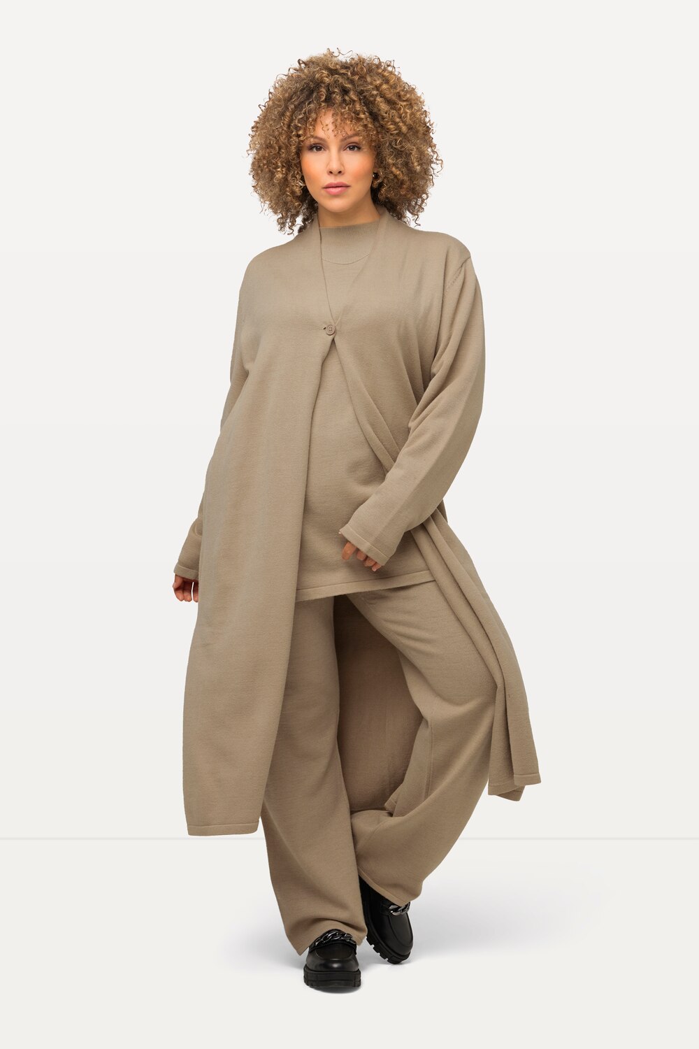 Grote Maten longline vest, Dames, bruin, Maat: 54/56, Viscose/Polyester/Synthetische vezels, Ulla Popken