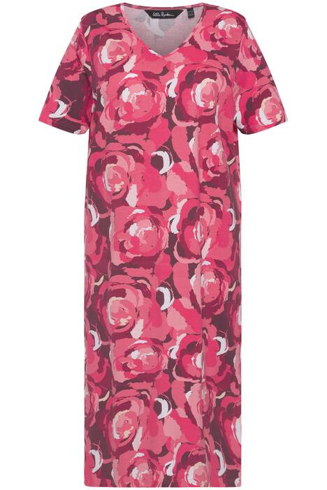 Noční košile, růže, výstřih do V, krátké rukávy