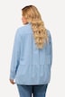 Jeansbluse, Volantsaum, A-Linie, Stehkragen, Langarm