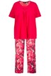 Pyžamo, růže, ozdobné sklady, kulatý výstřih, krátké rukávy