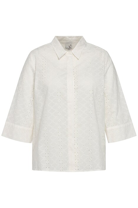 Košilová halenka, děrovaná výšivka, límeček, 3/4 rukávy