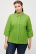 overhemdblouse, opengewekt stiksel, overhemdkraag, 3/4-mouwen