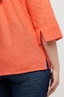 Skjortebluse, hullbroderi, skjortekrage, trekvart lange ermer