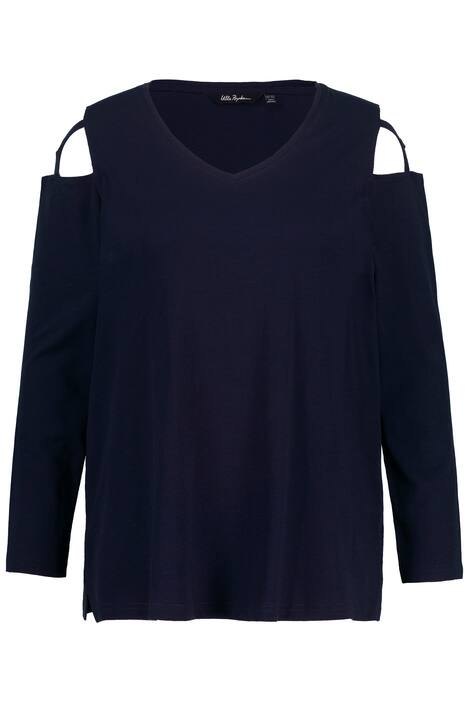 Tričko, průstřihy, A střih, výstřih do V, dlouhé rukávy