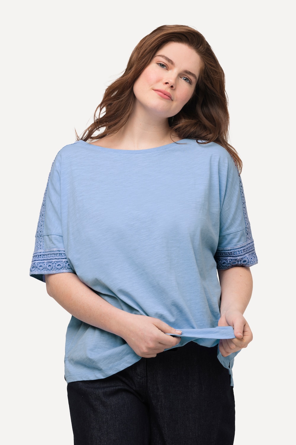 Grote Maten T-shirt, Dames, blauw, Maat: 58/60, Katoen, Ulla Popken