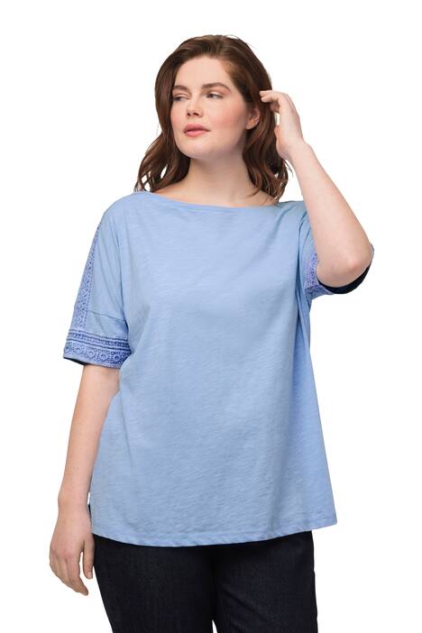 Tričko, krajka, lodičkový výstřih, krátké rukávy, biobalvna