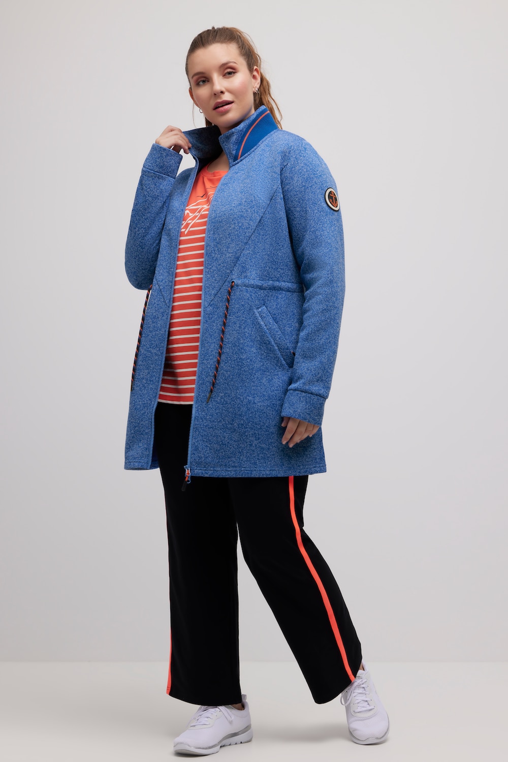 Große Größen Long-Strickjacke, Damen, blau, Größe: 42/44, Polyester, Ulla Popken