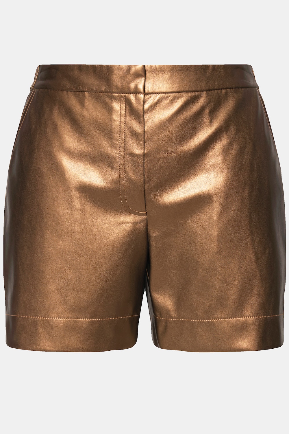 Stora storlekar Shorts i skinnimitation med vida ben och komfortlinning, Dam, orange, storlek: 58/60, Polyester/Syntetfibrer, Ulla Popken
