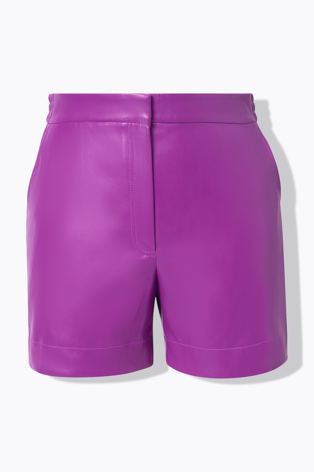Stora storlekar Shorts i skinnimitation med vida ben och komfortlinning, Dam, lila, storlek: 54/56, Polyester/Syntetfibrer, Ulla Popken