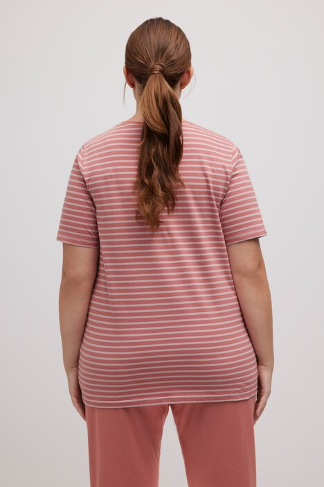 Ulla Popken T-shirt Con Sfumatura Di Colore E Fascia Decorata, Girocollo E Mezze Maniche, Modello 840100