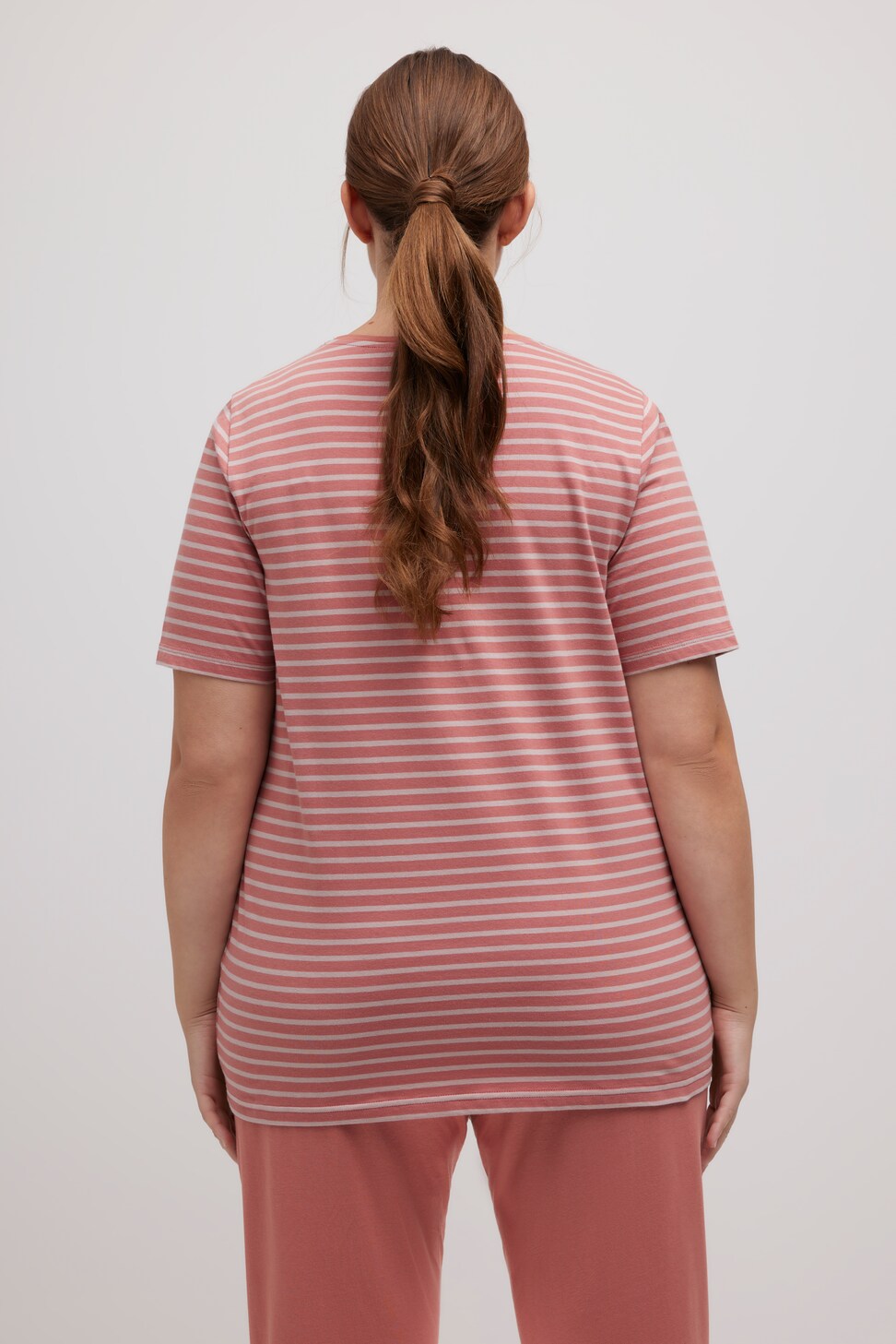 Ulla Popken T-shirt Con Sfumatura Di Colore E Fascia Decorata, Girocollo E Mezze Maniche, Modello 840100