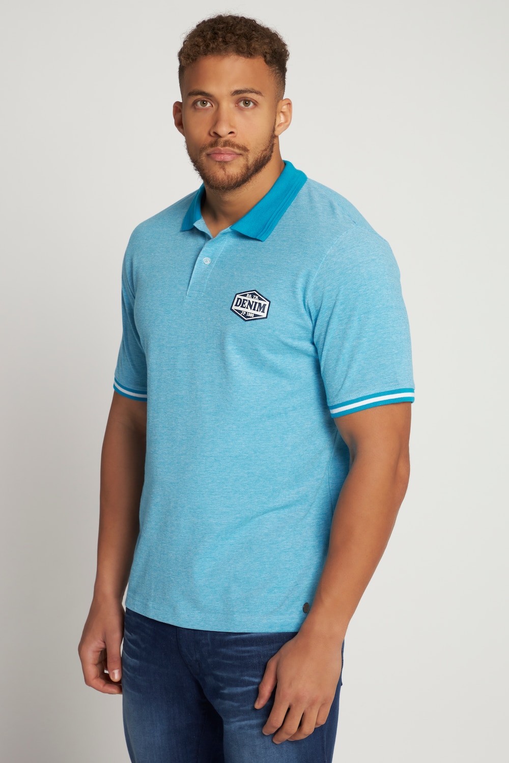 Grote Maten poloshirt, Heren, turquoise, Maat: 5XL, Katoen, JP1880