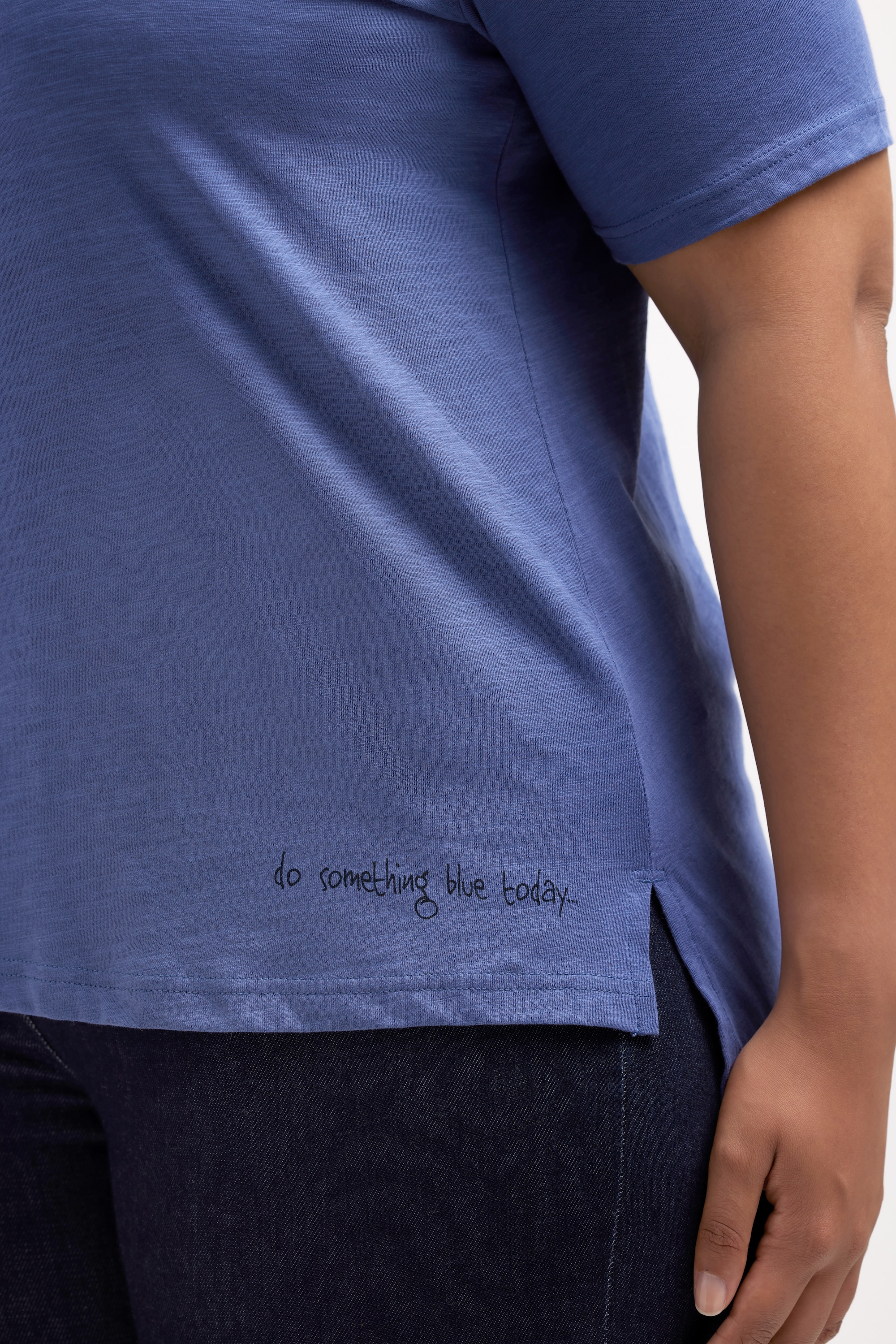 Ulla Popken Damen große Größen T Shirt Saumdruck V Ausschnitt Halbarm