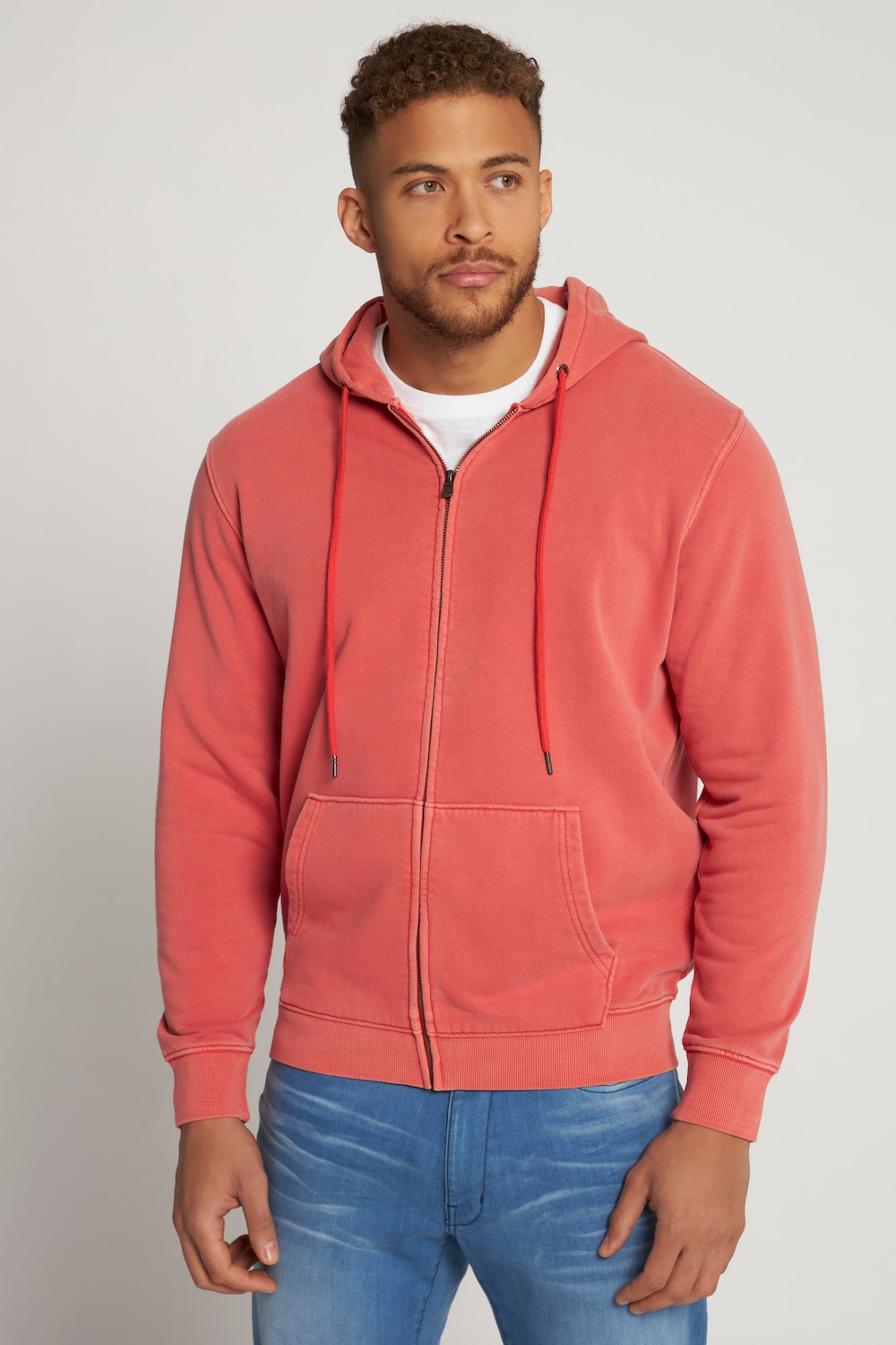 Grote Maten hoodie-jas, Heren, oranje, Maat: 4XL, Katoen, JP1880