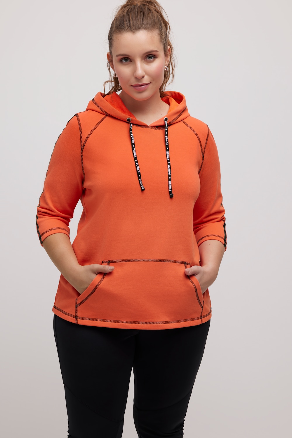 grandes tailles sweat à capuche, femmes, orange, taille: 48/50, coton/polyester, ulla popken