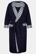 Stripe Trim Hooded Wrap Bathrobe