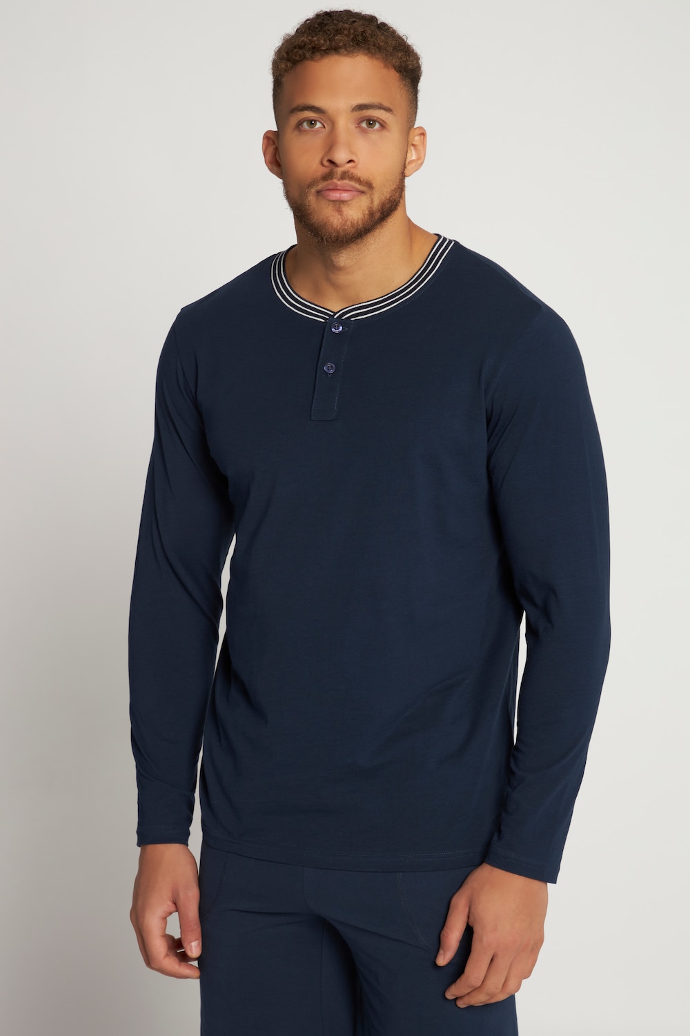 Große Größen Henley, Herren, blau, Größe: 6XL, Baumwolle, JP1880