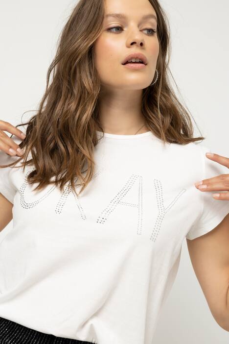 T-Shirt, Classic Fit, OKAY Glitzer Statement, Rundhals, Halbarm