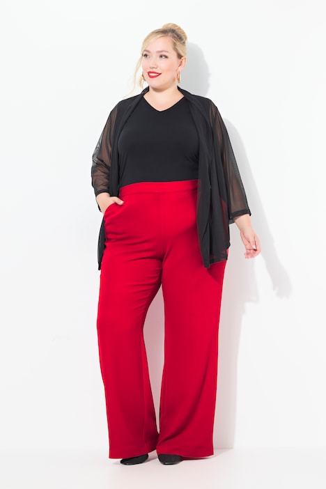 Pantalon de tailleur à jambe droite et large. Taille élastique