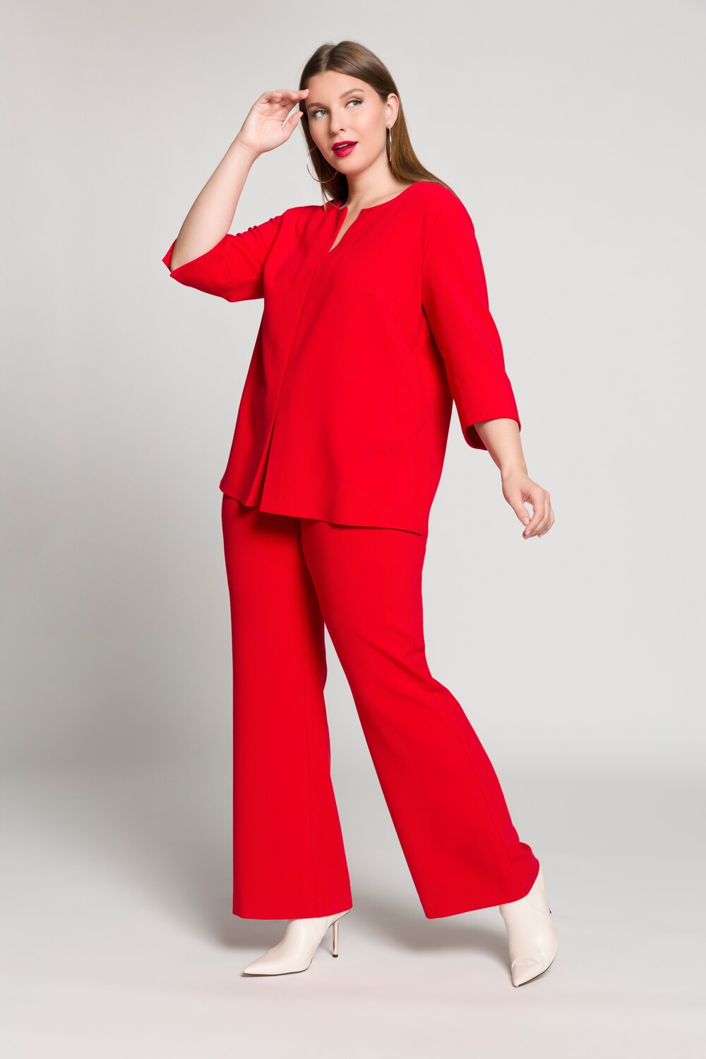Grote Maten tuniek, Dames, rood, Maat: 42/44, Polyester/Viscose, Ulla Popken