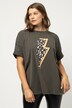 T-shirt, oversizowy krój, wytrawiany dżersej, piorun, krótki rękaw
