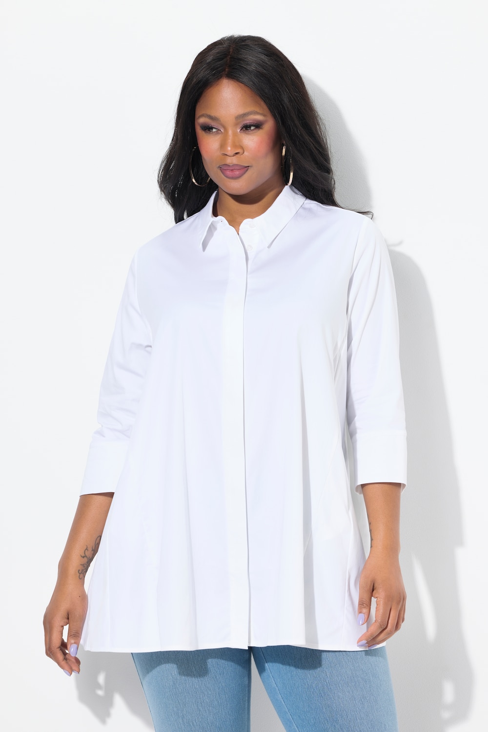 Große Größen Bluse, Damen, weiß, Größe: 50/52, Baumwolle/Synthetische Fasern, Ulla Popken