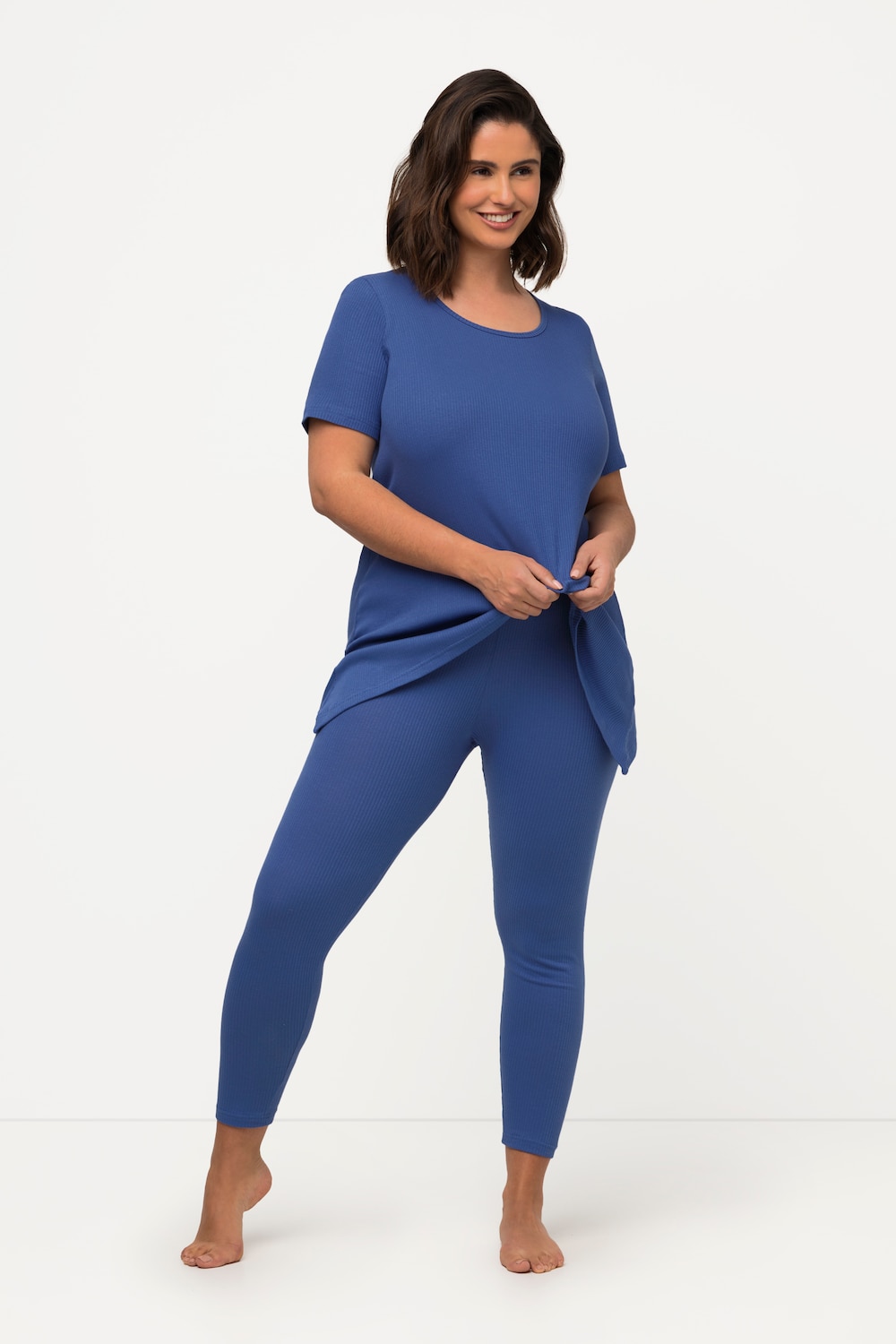 Grote Maten legging, Dames, blauw, Maat: 42/44, Katoen, Ulla Popken