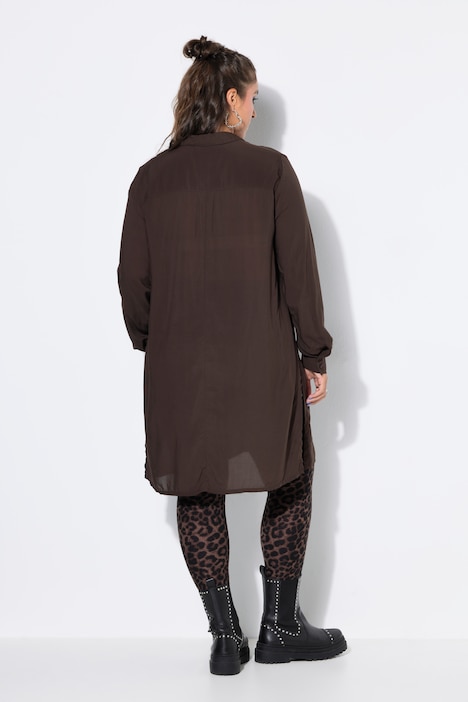 Lange overhemdblouse, boxy fit, modal, lange mouwen, premium