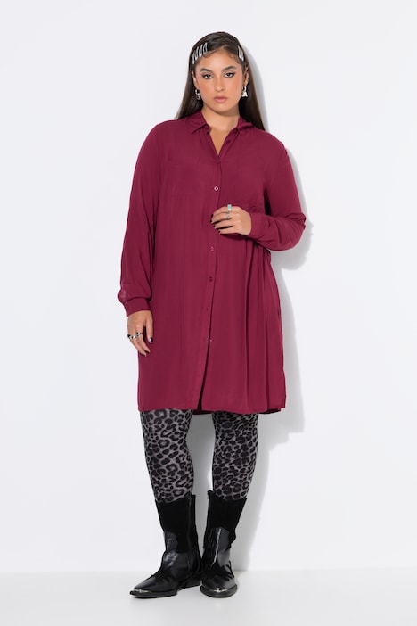 Lange overhemdblouse, boxy fit, modal, lange mouwen, premium