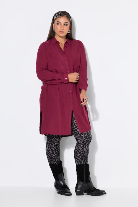 Lange overhemdblouse, boxy fit, modal, lange mouwen, premium
