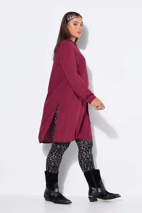Lange overhemdblouse, boxy fit, modal, lange mouwen, premium