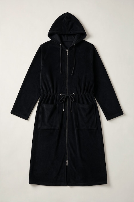 Bademantel, 2-Wege-Zipper, Kapuze, Frottee