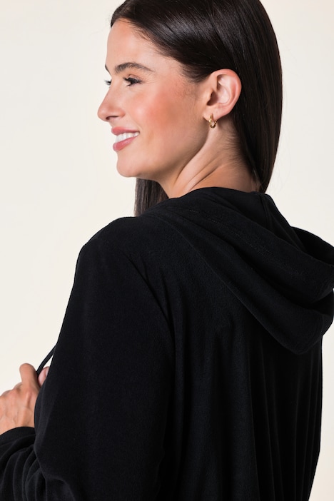 Bademantel, 2-Wege-Zipper, Kapuze, Frottee